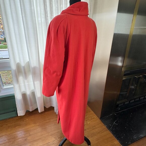 Vintage 80s coat, red, wool, nylon, cachemire, attached scarf, size 16/18 (L/XL) - Picture 5 of 16